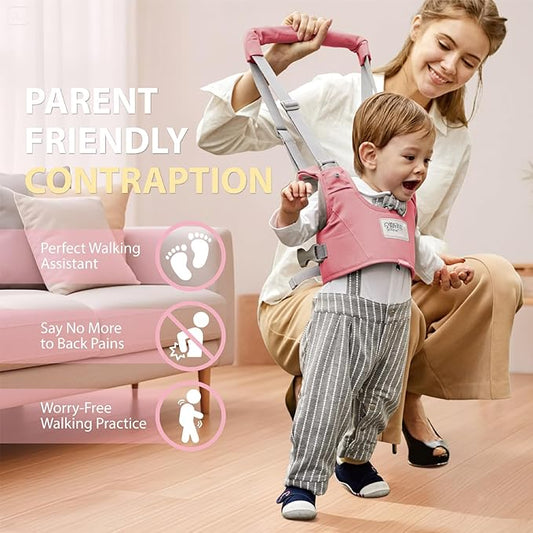 Baby Walking Harness-Handheld Assistant Belt- Toddler Infant Walking Aid for Trainer & Support 7-24 Month Old (all-season-Pink-1817)