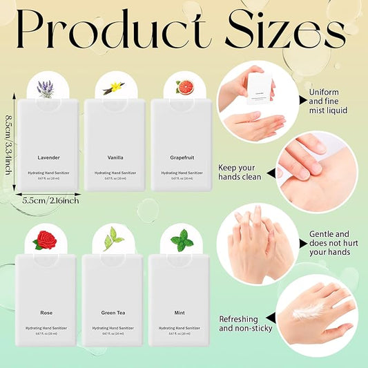 6 Pack Hand Sanitizer Spray Gift for Women Travel Size Mini Scented Hand Sanitizer Spray Refillable White Bottle Pocket Portable Thank You Gifts for Staff Teacher Nurse Office