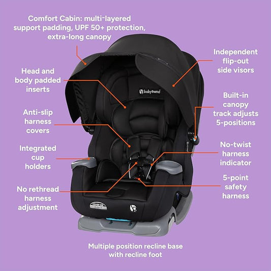 Baby Trend Cover Me™ 4-in-1 Convertible Car Seat, Midnight Black