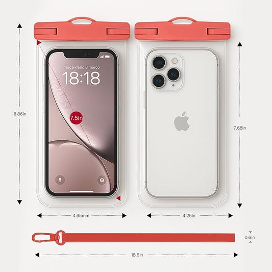1/2 Pack Waterproof Phone Pouch Compatible with iPhone 17 16 15 Pro Max & Galaxy S24+/S23 7in Waterproof Phone Case with Lanyard, IPX8 Beach Travel Must Haves, Beach Essentials, Red, 1 Pack