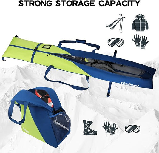 Goloni Ski Bag and Boot Bag Combo,Ski Bags for Air Travel,Snowboard Bag Fits for Skis Up to 180 CM and Boots Up To Size US13