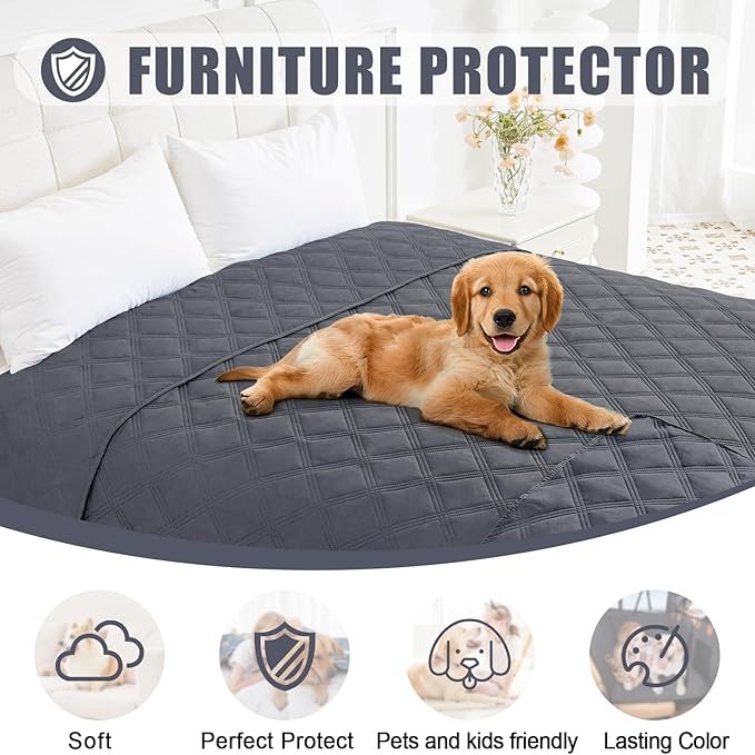 Smiry Waterproof Dog Bed Cover Blanket 40x80, Soft Reversible Pet Blanket, Washable Leakproof Cats Dogs Couch Cover for Sofa, Couch, Furniture, Lattice, Dark Grey/Dark Grey