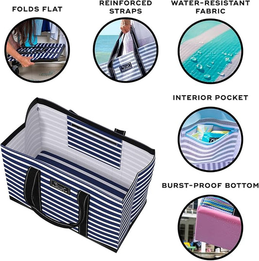 SCOUT Original Deano Tote Large - Durable Lightweight Open Top Beach, Pool & Lake Bag, Inside Zip Pocket, Folds Flat