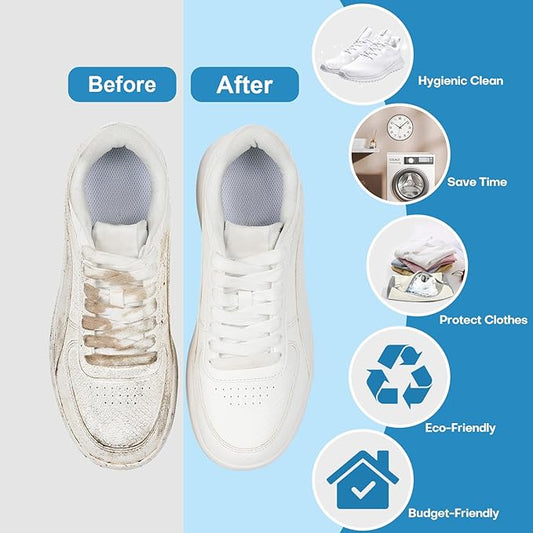 Shoe Washing Machine Bag: Laundry Shoe Bag for Washer and Dryer - 2pc Reusable Shoe Cleaning Bag for Sneaker Tennis Shoes Unstain Cleaner Kit(2 Pcs)