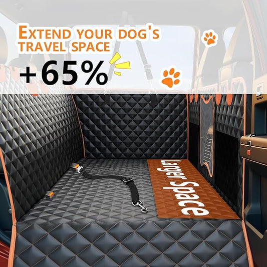Back Seat Extender for Dogs,Dog Car Seat Cover for Back Seat with Hard Bottom Holds 500 lbs,Car Seat Protector,Waterproof Extender for Dogs,Pet Bed for Full Size F150/RAM1500/Silverado Crew Cab Pickup
