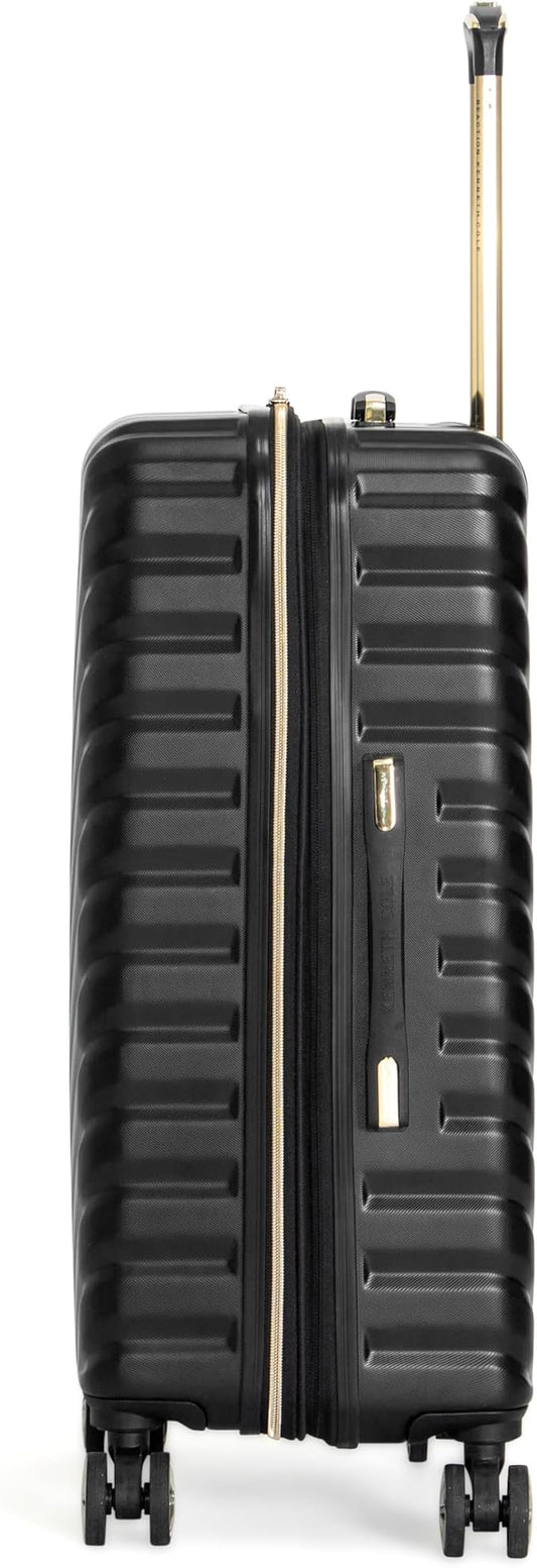 Kenneth Cole REACTION Madison Square Lightweight Hardside Chevron Expandable Spinner Luggage, Black, 24-Inch Checked