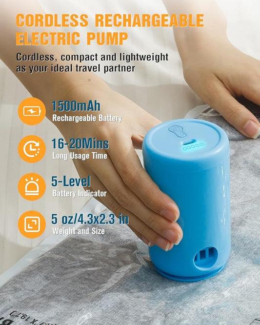 Vacuum Storage Bags for Travel, 12 Pack (4M+4S+4XS) Vacuum Seal Bags with Wireless Rechargeable Electric Pump, Travel Essentials Space Saving Bag for Clothes, Luggage, Carry-on Suitcase, Backpack