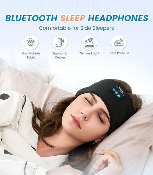 Voerou Sleeping Headphones Bluetooth 5.4 Headband, Wireless Music Eye Mask with HD Stereo Speakers, Headband Headphones for Side Sleepers, Christmas Cool Tech Gadgets Gifts for Men Women Teen Boys