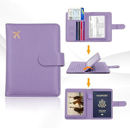 Melsbrinna Rfid Passport Holder for Travel women/Men, Cute Passport Wallet Rfid Blocking Card Slots, Rfid Passport Cover/CaseTravel Wallet, Passport Book Holder (1, Purple)