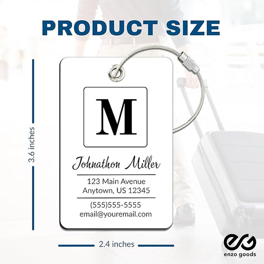 Personalized Luggage Tag | 6 Pack | Custom Luggage Tags for Suitcases | Kids Backpack Tag | 10 Color Options & Choose Font, Font Color