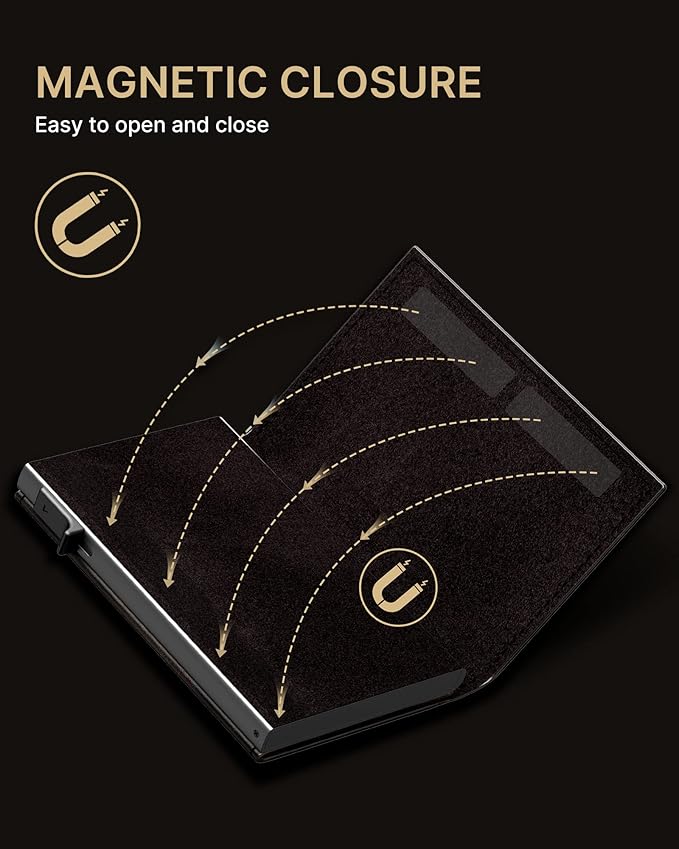 typecase Mens Wallet Card Holder for AirTag: Leather Smart Wallet for Men Compatible with Apple Air Tag, RFID Blocking, Slim, Minimalist - 9-14 Card Capacity | ID Window | Cash Slot (Burnished Black)