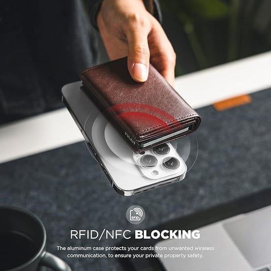 VULKIT Pop up Card Wallet Minimalist Cash Wallets RFID Blocking Leather Smart Credit Card Holder with ID window for Men(Espresso)