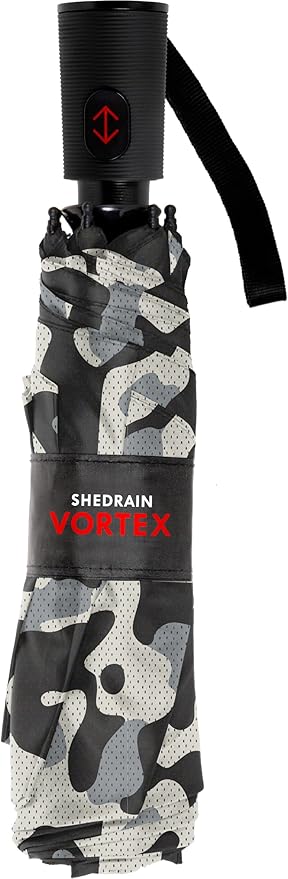 ShedRain Compact Folding Travel Umbrella – Push-Button Open & Close, Vented Double Canopy, Protects from Rain, Sun, & Wind