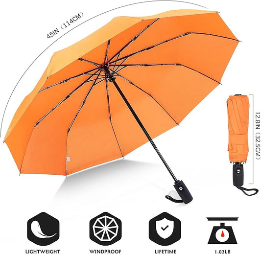 ZOMAKE Travel Umbrella Compact - 10 Ribs Portable Collapsible Umbrellas for Rain Windproof - Paraguas Automatic Small Folding Umbrella Lightweight Packable Umbrella for Women Men