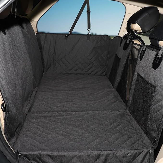 MIROZO Dog Seat Cover,Back Seat Extender for Dogs,600D Heavy Durable Dog Seat Cover,Waterproof Car Pet Backseat Protector,Large Space Travel Bed with 3-Fold Bottom for Car Mid-Size SUV/Small Truck