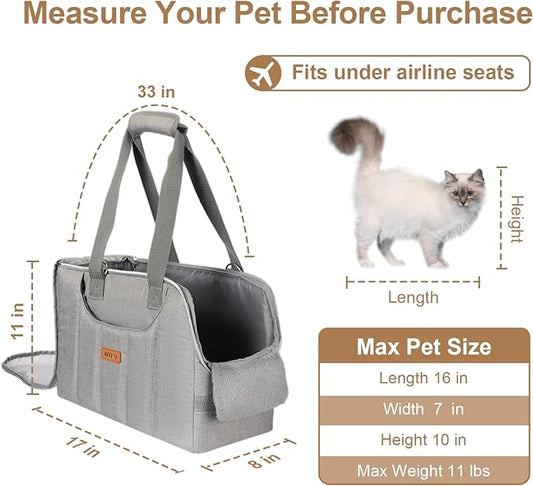 Dog Purse Carrier for Small Dogs Cats Rabbits Up to 13lbs, Lightweight Pet Sling Carriers with Crossbody Strap, Portable Puppy Soft Sided Tote Bag Carrier for Vet,Hiking,Travel Gray