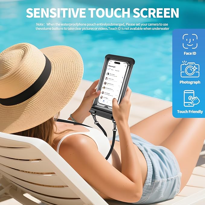 2 Pack Waterproof Phone Pouch, IP68 Waterproof Phone Cases Floating Up to 8.5" Phone, Underwater Waterproof Bags with Inner Pocket, Beach Vacation Essentials Water Park Essentials
