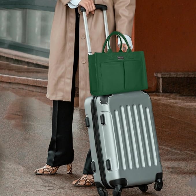 TOPDesign Heavy-Duty Canvas Tote Bag for Women, Adjustable Crossbody/Shoulder Handbag with 9 Pockets, Everything Tote