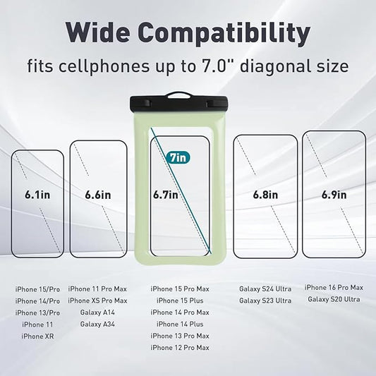 Floatable Soap Bubble Waterproof Phone Pouch Case with Crossbody Lanyard for iPhone 17 series 16 Pro Max/15 Pro/14/13, IP68 Cellphone Dry Bag Beach Cruise Ship Essential, 1 Pack-Mint Green-7″