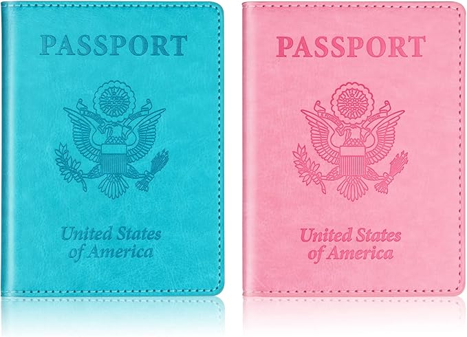 Turquoise & Pink Passport Holder, Cruise Essentials Passport Wallet Cover Case for Family Women Men, Travel Must Haves Passports Book Protector