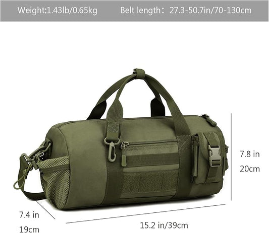ArcEnCiel Small Tactical Duffle Bag Men Gym Pack Military Molle Shoulder Bags Shoes Storage Sports Handbag with Patch (Green)