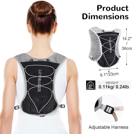 Hydro Pack Running Vest for Men Women, Hydration Backpack with 2L Water Badder, Lightweight Water Vest