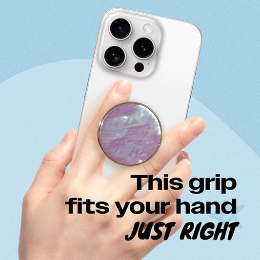 OnTheGrip Cute Natural Seashell Design Round Shape Collapsible Mobile Phone Grip Stand Holder for Smartphone Tablet Cell Phone Accessory (Violet)