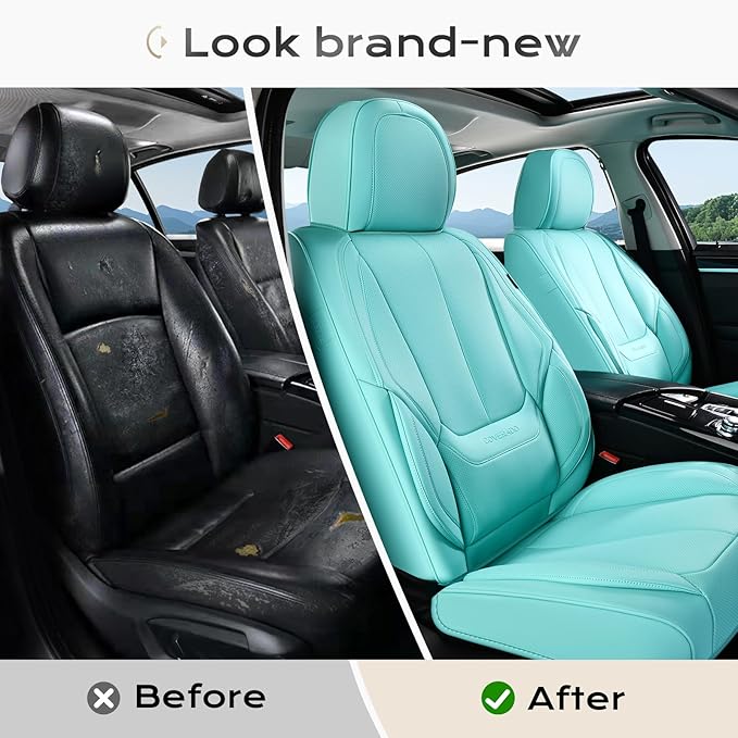 Coverado Seat Covers, Car Seat Covers Front Seats, Car Seat Cover, Car Seat Protector Waterproof, Car Seat Cushion Nappa Leather, Seat Covers Carseat Cover Universal Fit for Most Cars