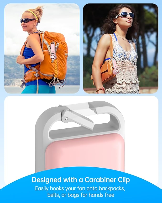 TriPole Portable Handheld Turbo Fan with Ice Cooling, 5 Speed Battery Rechargeable Foldable 3 in 1 Mini Fan, Neck & Desk Fan, Quiet Personal Fans for Outdoor, Travel, Camping, Hiking, Working