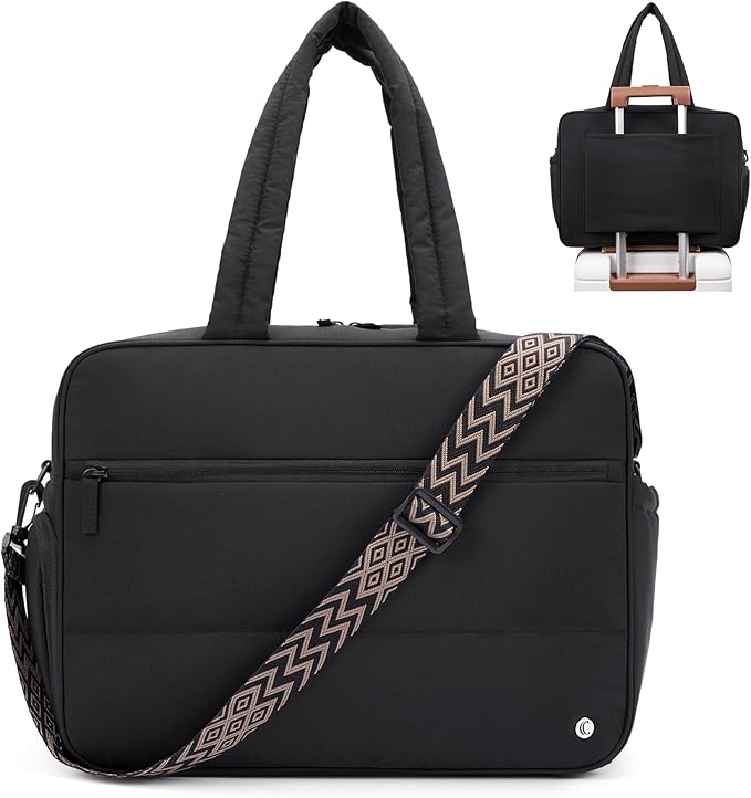 CLUCI Weekender Travel Bag for Women Puffer Tote Bag Carry On Duffle Overnight Bags with Shoe Compartment