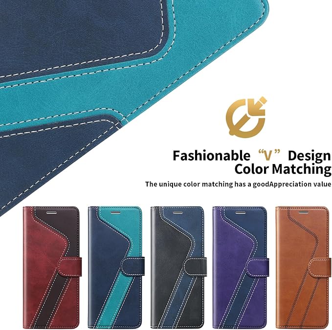 CIVICASE for iPhone 16 Wallet Case,PU Leather Flip Case RFID Blocking Credit Card Holder Folio Magnetic Stand TPU Shockproof Cover Compatible with iPhone 16, Blue Green