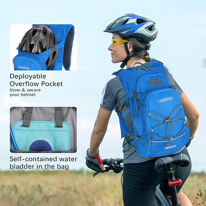 LARIPOP Hydration Backpack, 18L Hiking Backpack with 2L Water Bladder, Lightweight Water Pack for Cycling, Hiking, Biking