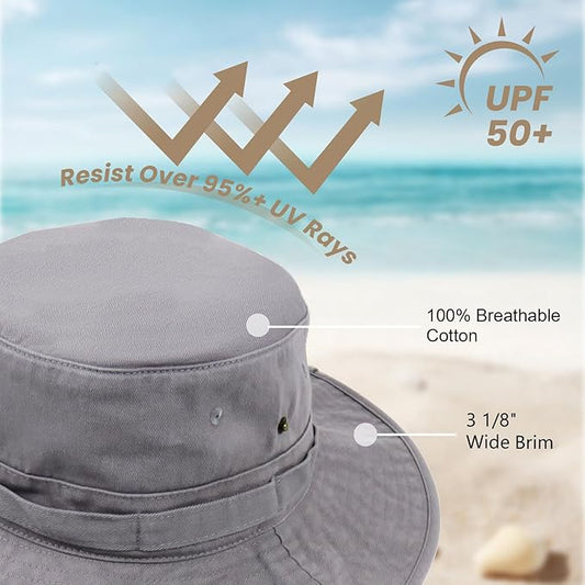 Bucket Hat Wide Brim UV Protection Sun Hat Boonie Hats Fishing Hiking Safari Outdoor Hats for Men and Women