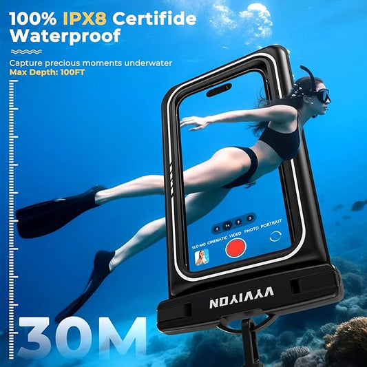 Floating Waterproof Phone Pouch IPX8 Cellphone Dry Bags for Vacation Beach Pool Kayak Cruise Travel Essentials,Waterproof Phone Case for iPhone 16 15 Pro Max, Samsung S25 Ultra S24-2 Pack 8.0"