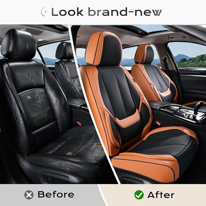 Coverado Seat Covers, Car Seat Covers Front Seats, Car Seat Cover, Car Seat Protector Waterproof, Car Seat Cushion Nappa Leather, Seat Covers Carseat Cover Universal Fit for Most Cars