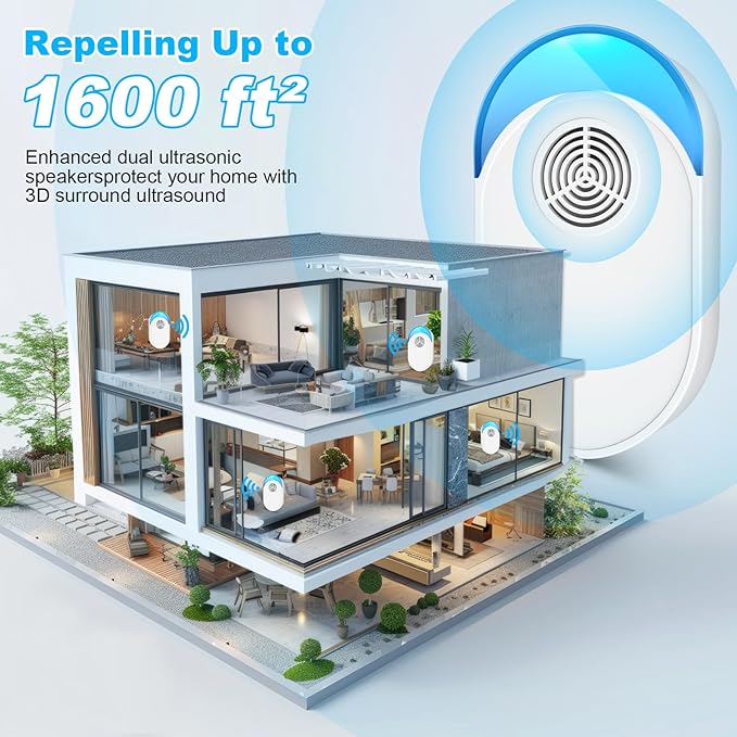 2025 Upgraded Version Ultrasonic Repeller 6 Packs, Indoor Ultrasonic Repellent Insect Defense for Bugs for Roach, Bugs,Pest,Rodent, Mouse, Ant, Mosquito, Mice, Spider, Electronic Plug in Pest Control