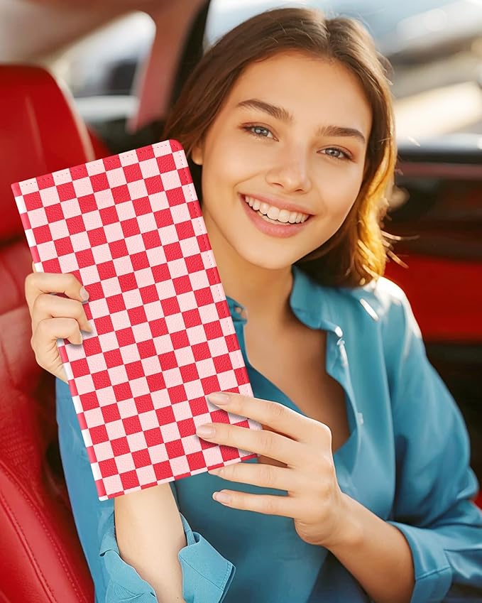 Slohif Car Registration and Insurance Card Holder with Magnetic Shut - Vehicle Glove Box Organizer Women Leather Automobile License Holders Coasters Auto Accessories Case for Document,grid