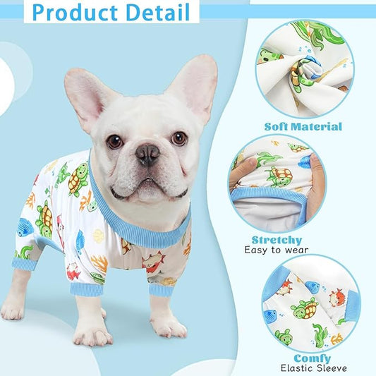 XPUDAC 4 Pack Dog Pajamas for Small Dogs, Puppy Clothes for Boy Girl Strechy Soft Pet Jumpsuit, Cat Onesie-2X-Large