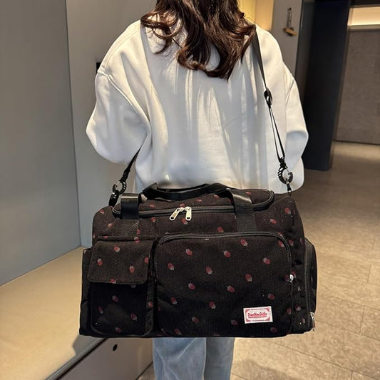 Small Gym Bag for Women, Travel Duffle Bag Carry On Weekender Bag with Shoe Compartment