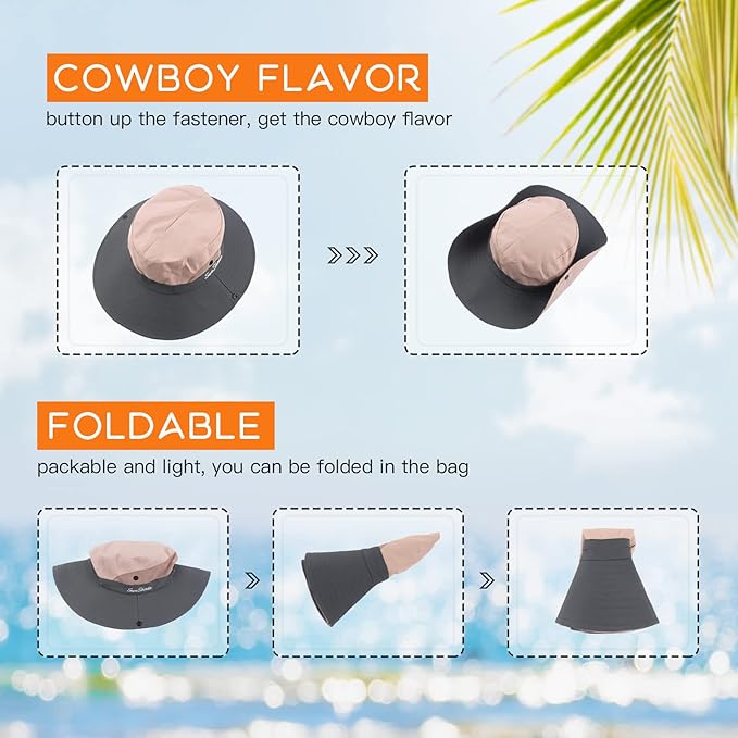 Sun Hats for Women Beach Hat Ponytail Hat Womens Sun Hat with UV Protection Wide Brim