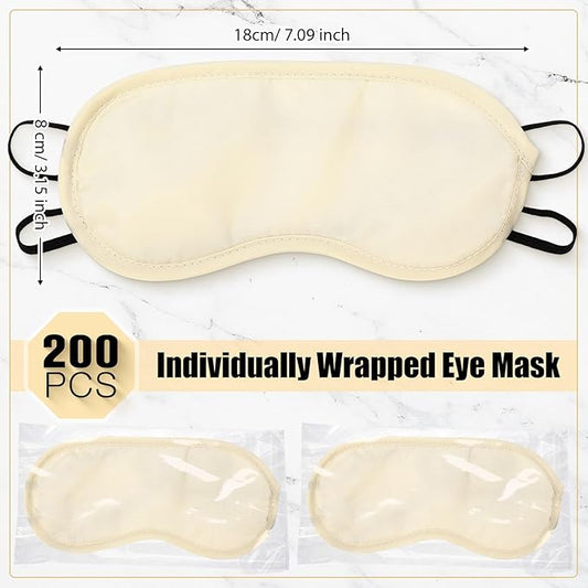 Tarpop 200 Pcs Eye Mask Sleeping Blindfold Eye Cover with Adjustable Strap for Games Party Team Building Travel Individually Wrapped Sleep Mask for Women Men (Gold)
