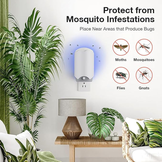 Fly Trap Indoor, 2 Plug-in Fly Catchers with 6 Refill Glue Cards, Fruit Fly & Gnat Trap for Home, Indoor Bug Trap for Mosquitoes, House Flies, Moths & Flying Insects