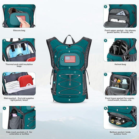 Maelstrom Hydration Hiking Backpack with 2L/3L Water Bladder, High Flow Bite Valve Camping Daypack Lightweight