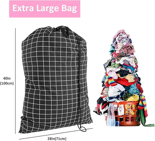 SWISSELITE Heavy Duty Laundry Drawstring Bag with Strap, 28 x 40 Inches Travel Dirty Clothes Bag for Laundromat and Household, 6 Color