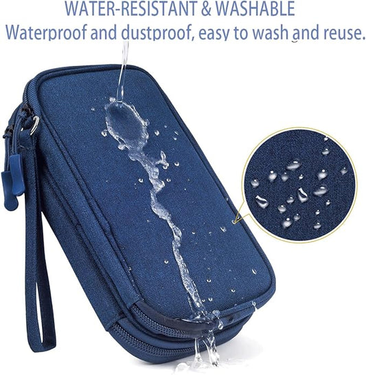 Electronic Bag Travel Cable Accessories Bag Waterproof Double Layer Electronics Organizer Portable Storage Case for Cable, USB, Cord, Charger, Phone, Power Bank, Earphone (Navy Blue, Large)