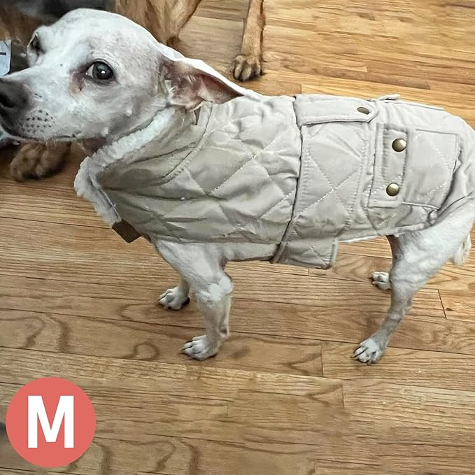 KYEESE Dog Coat Warm Pet Winter Puffer Coat with Leash Hole Waterproof Dogs Jacket with Fleece Lined Thick Pets Clothes with Pocket Windproof Dog Coats for Small Dogs Soft Pet Sweater for Cold Weather