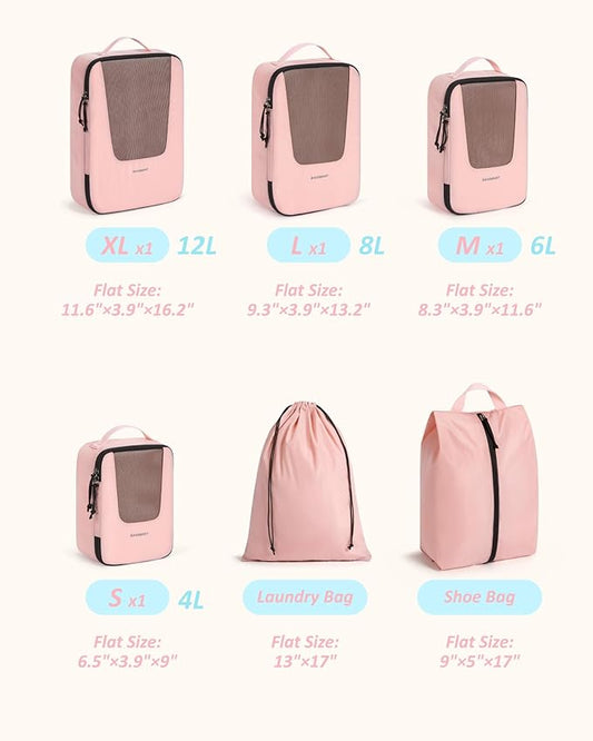 BAGSMART Compression Packing Cubes for Travel, 6 Set/5 Set/4 Set, Compression Suitcase Organizer Bags Set for Suitcases Travel Essentials, Lightweight Packing Organizers