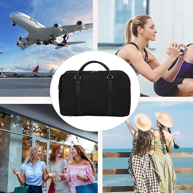 Travel Duffle Bag for Women & Men - Weekender Overnight Bag, Large Carry-On Gym Bag, Sports Duffel, Hospital Bag, Yoga Tote,Work Bag & Trolley Sleeve (Black)