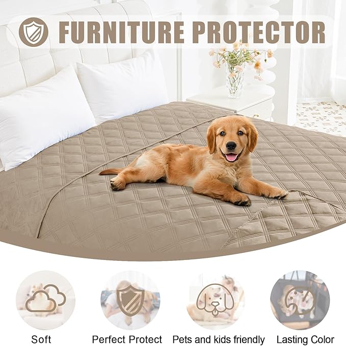 Smiry Waterproof Dog Bed Cover Blanket 40x70, Soft Reversible Pet Blanket, Washable Leakproof Cats Dogs Couch Cover for Sofa, Couch, Furniture, Lattice, Taupe/Taupe