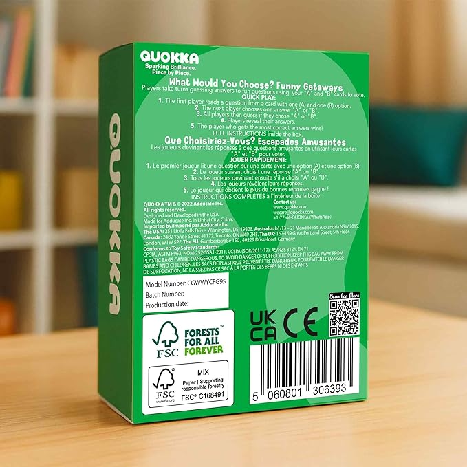 QUOKKA Card Game for Teens, Kids, Adults – 500+ Hilarious Travel & Vacation Scenarios | Funny Getaways What Would You Choose Challenge | Family Nights & Party Game for Friends, Road Trips & Sleepovers